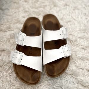 White Leather Platform Birkenstocks